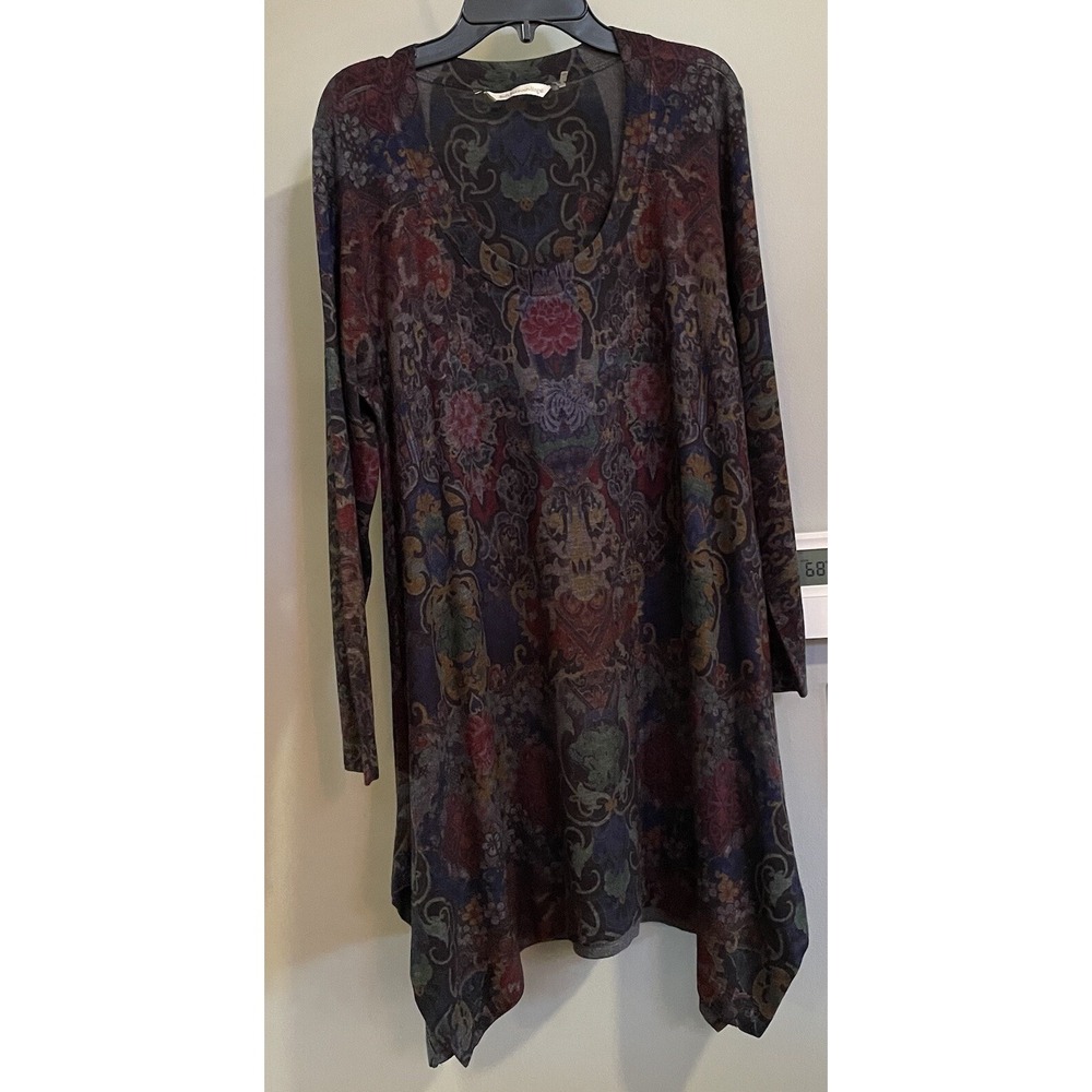 Soft‎ Surroundings Top Tunic Paisley Scoop Neck USA Made Womens Petite Medium